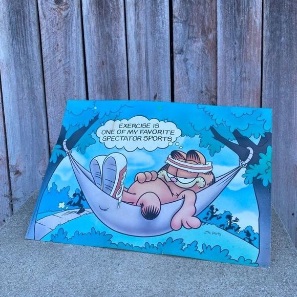 Vintage Garfield Poster Exercise is One of My Favorite Spectator - Picture 1 of 15
